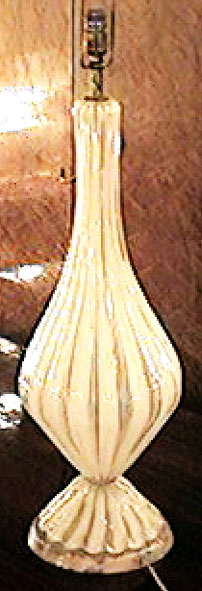 Lampada da tavolo Seguso striata bianca del XX Secolo ,Design. Opera d'arte esemplare - Robertaebasta® Art Gallery opere d’arte esclusive.